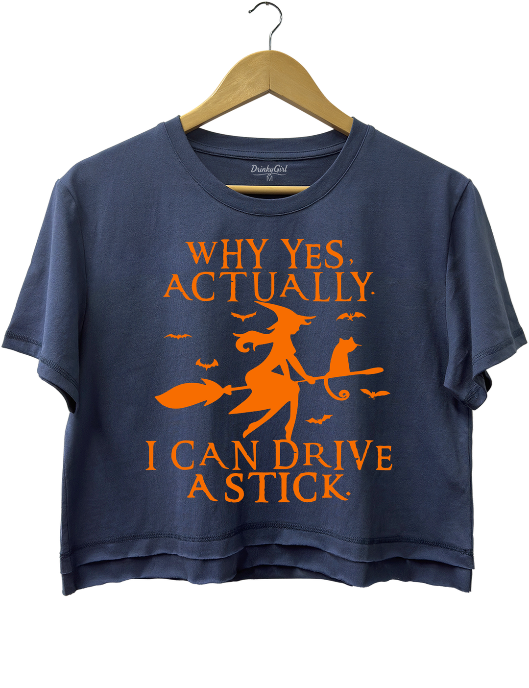 Witch Driving Stick Crop Top - Navy Blue