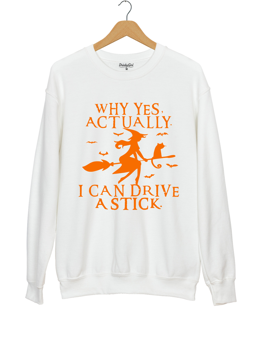 Witch Driving Stick Sweatshirt - White