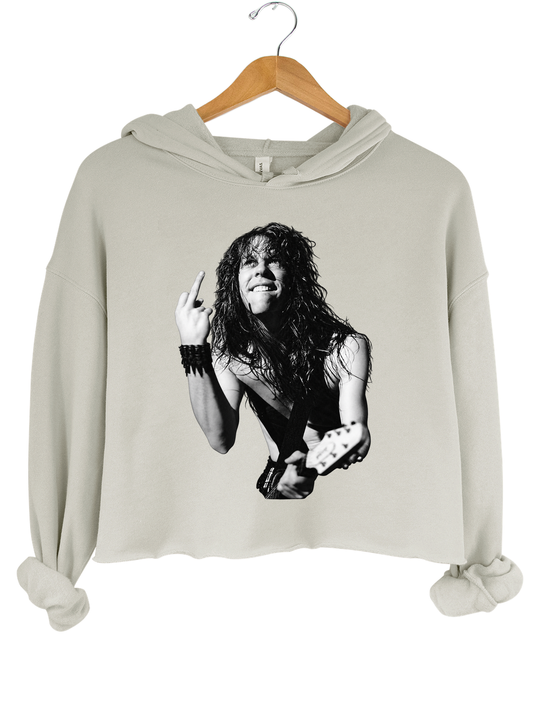 James Hetfield Middle Finger Crop Hoodie - Gray