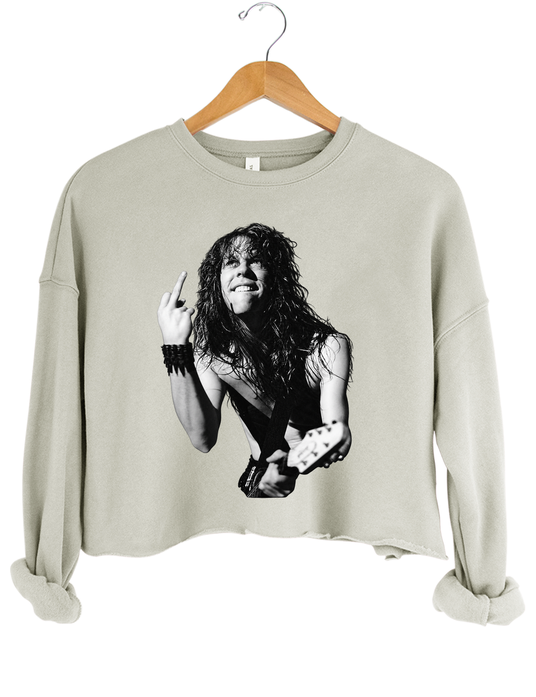 James Hetfield Middle Finger Crop Sweatshirt - Gray