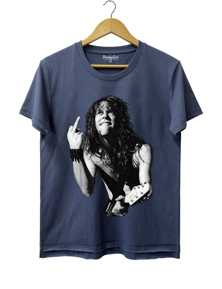 James Hetfield Middle Finger Tee - Navy Blue