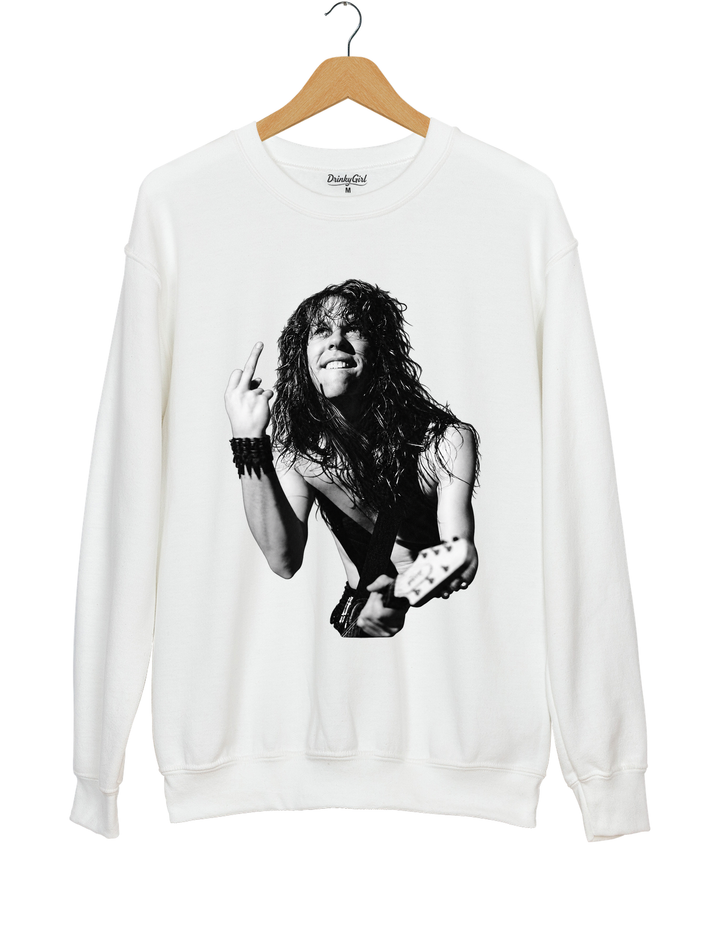 James Hetfield Middle Finger Sweatshirt - White