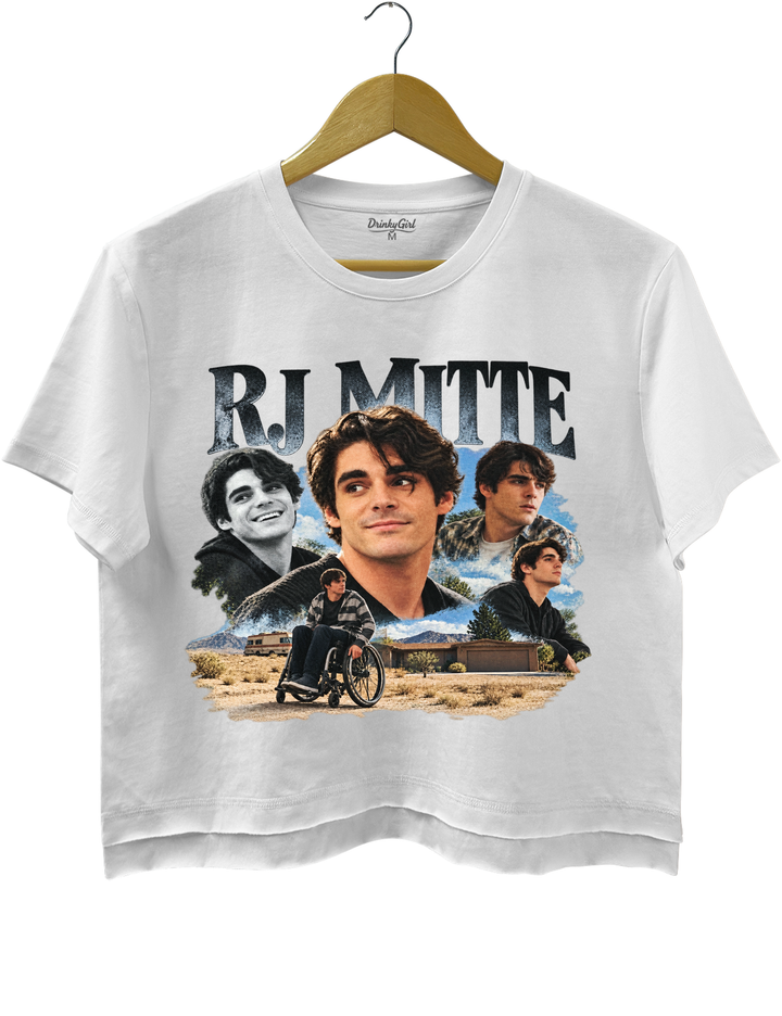 RJ Mitte Memorial Crop Top - White
