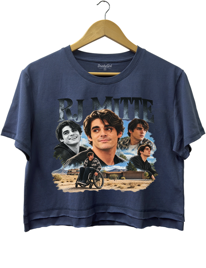 RJ Mitte Memorial Crop Top - Navy Blue