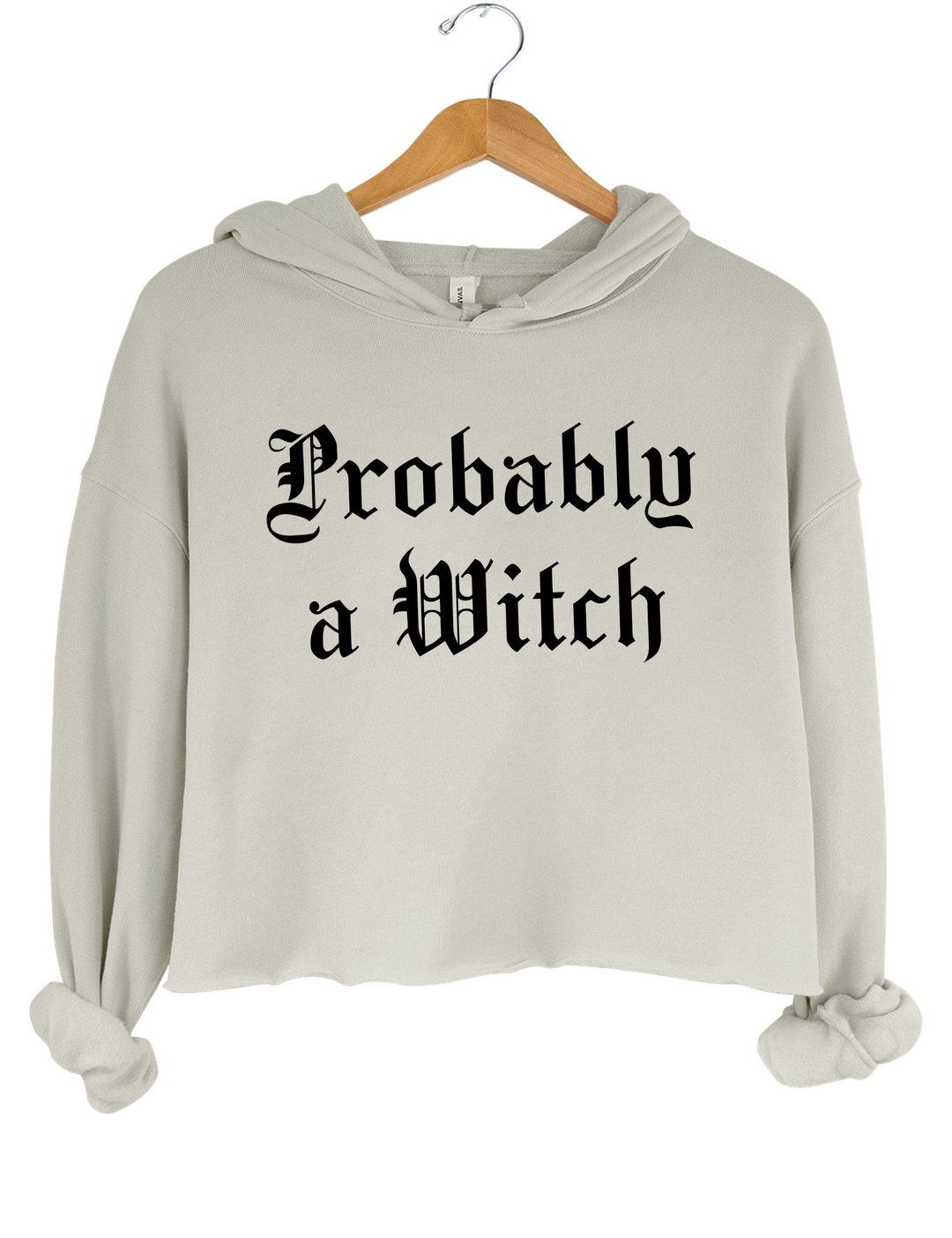 Probably a Witch Crop Hoodie - Gray