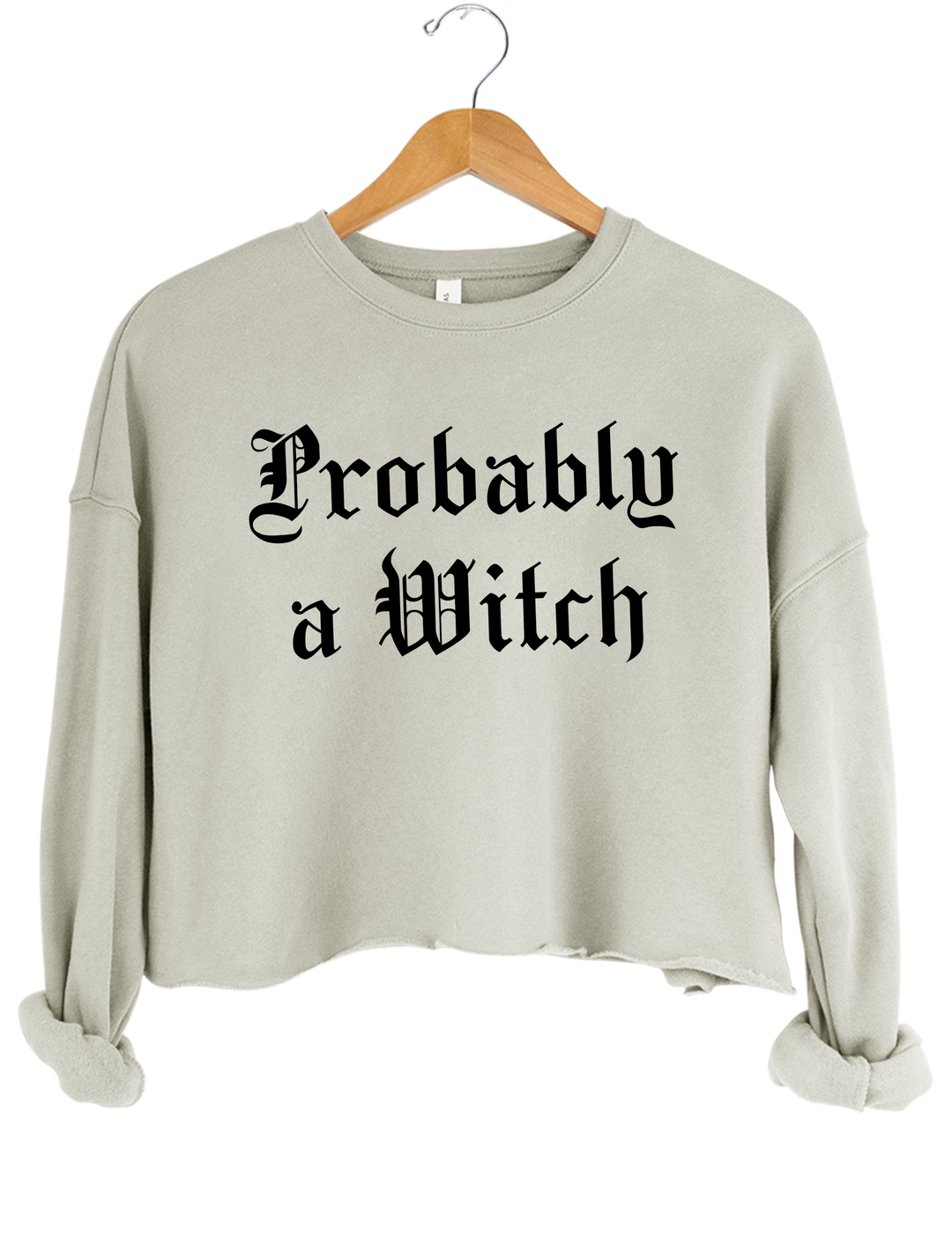 Probably a Witch Crop Sweatshirt - Gray