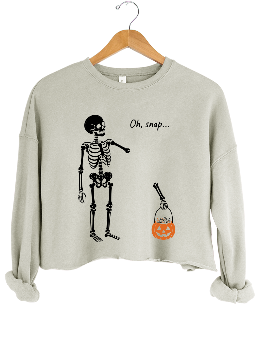 Oh Snap Skeleton Crop Sweatshirt - Gray