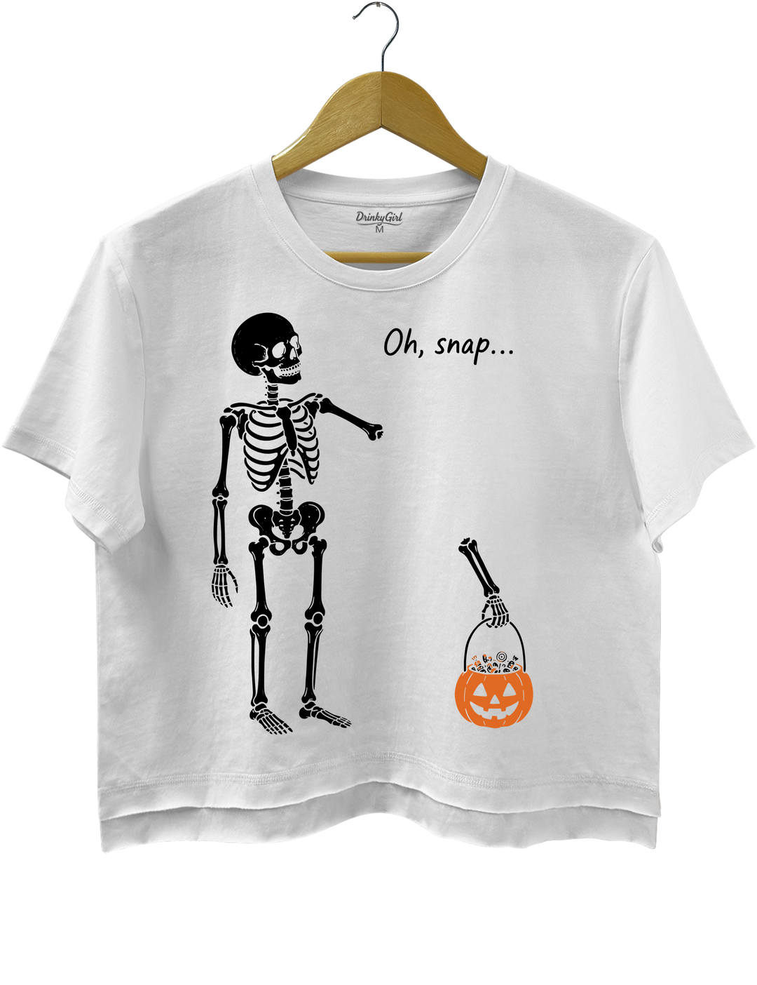 Oh Snap Skeleton Crop Top - White