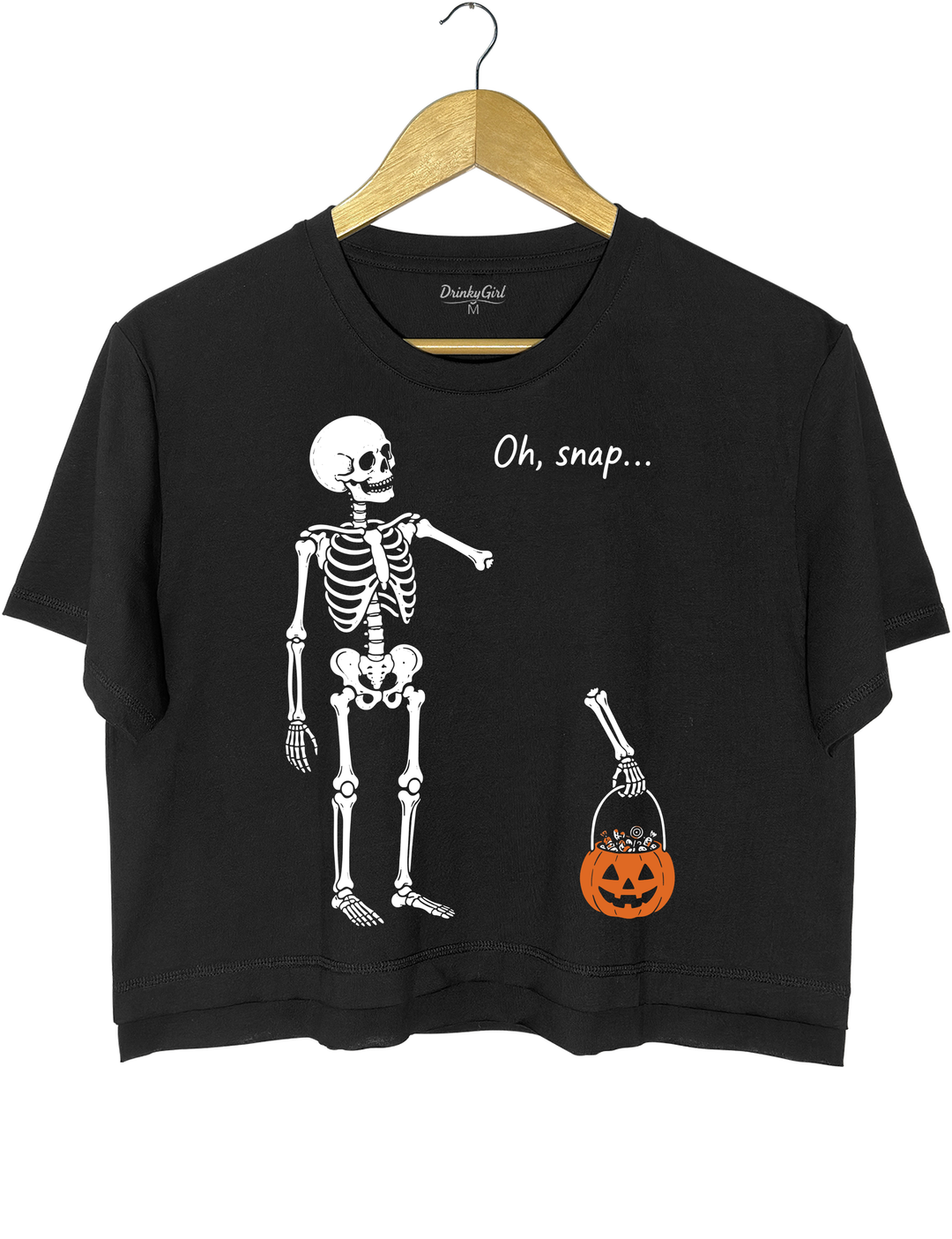 Oh Snap Skeleton Crop Top - Black