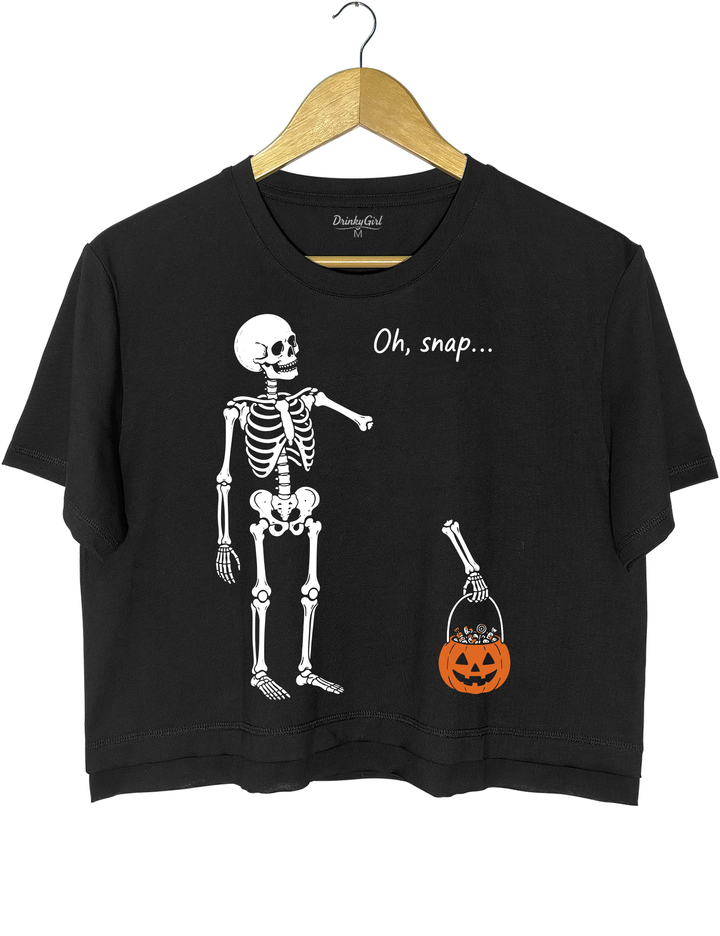 Oh Snap Skeleton Crop Top - Black
