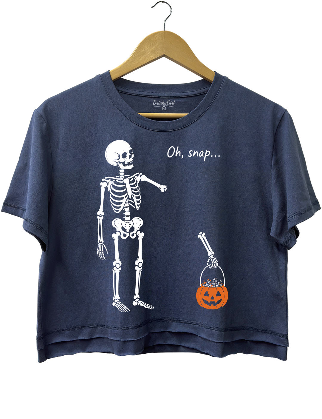 Oh Snap Skeleton Crop Top - Navy Blue