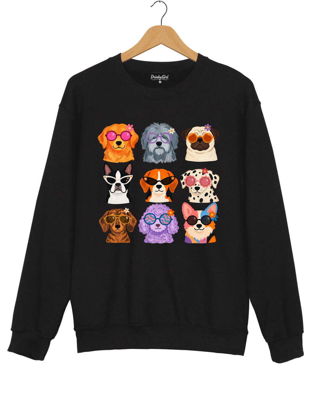 Cool Dogs Sunglasses Sweatshirt - Black
