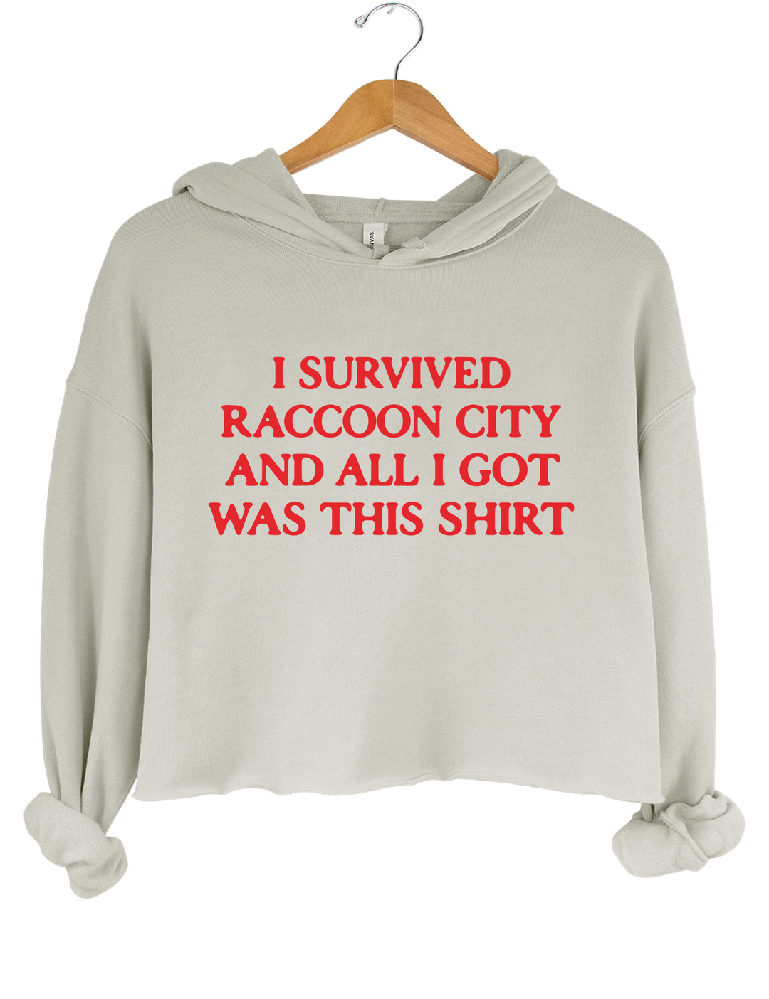 I Survived Raccoon City Resident Evil Crop Hoodie - Gray