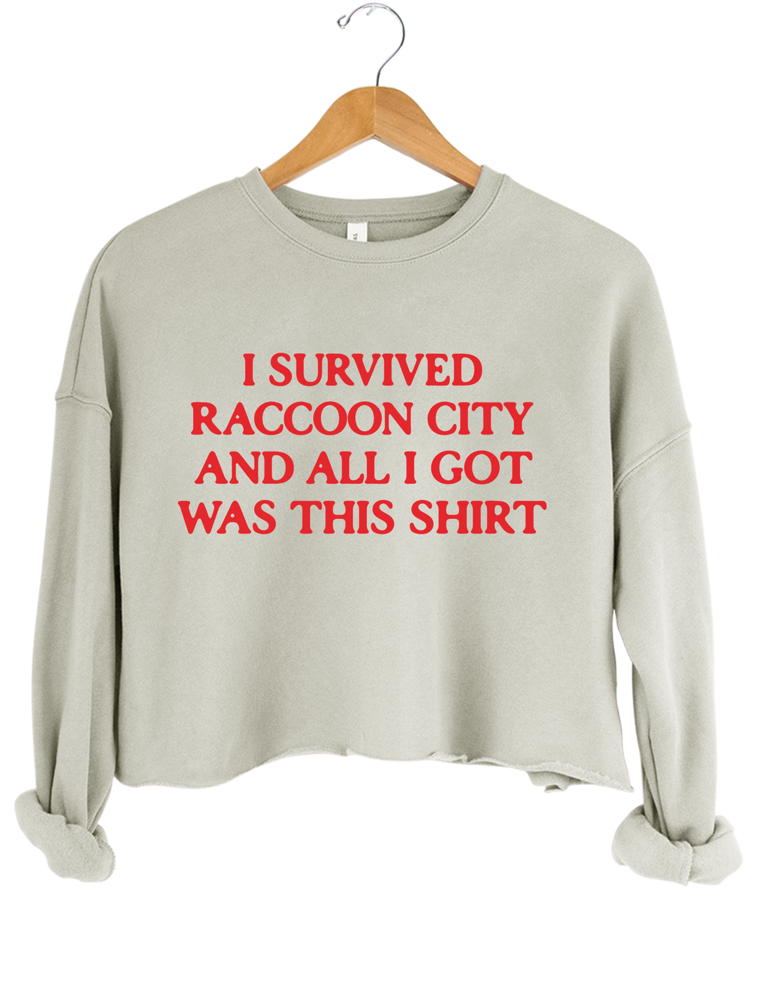 I Survived Raccoon City Resident Evil Crop Sweatshirt - Gray