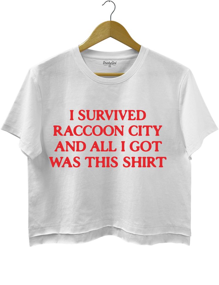 I Survived Raccoon City Resident Evil Crop Top - White