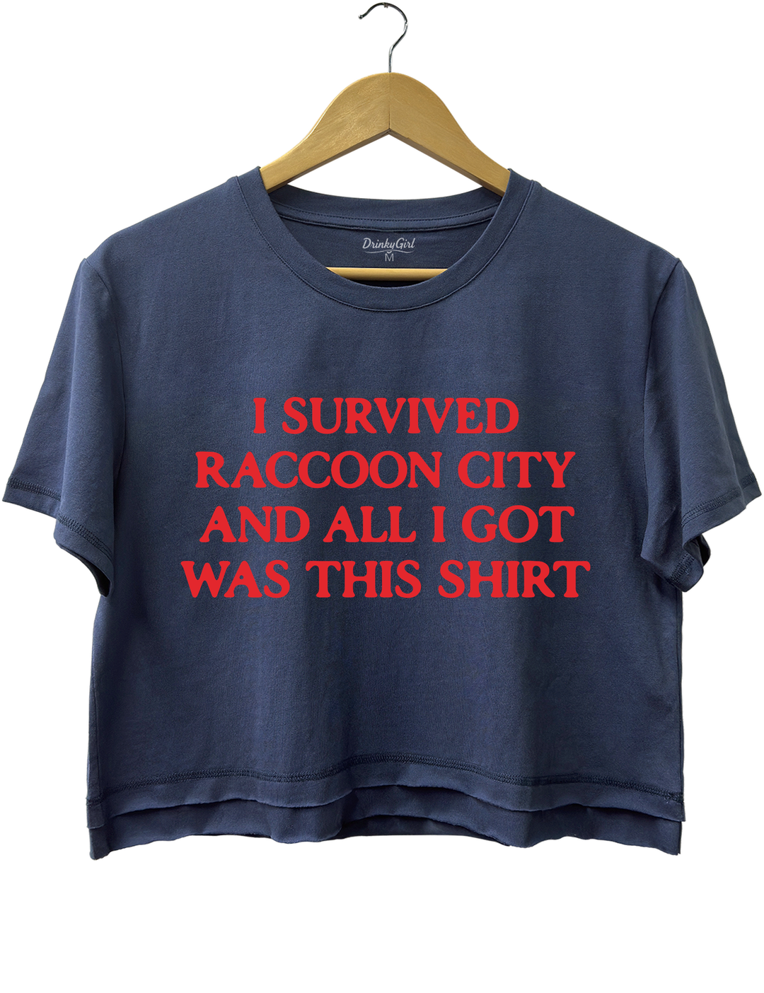 I Survived Raccoon City Resident Evil Crop Top - Navy Blue