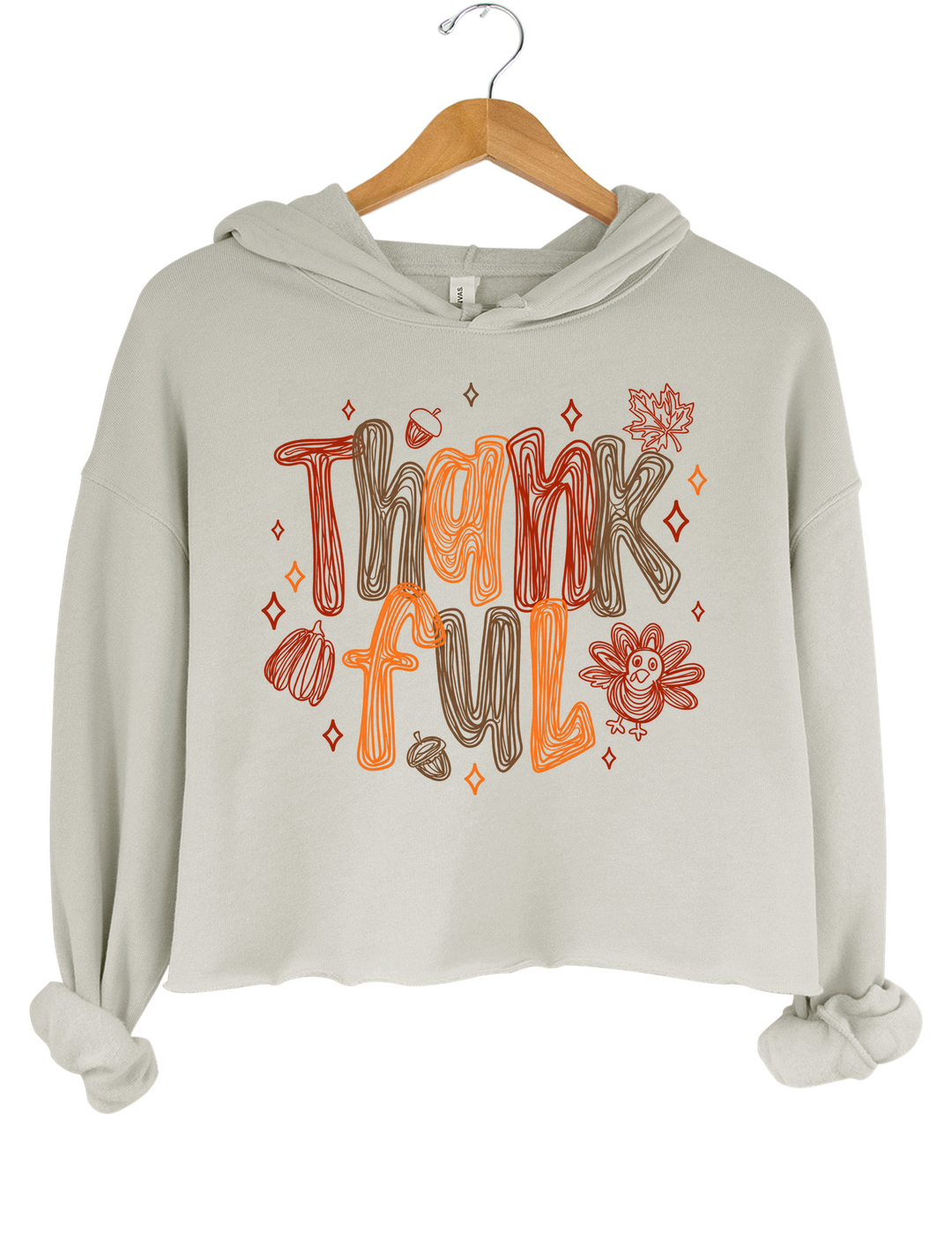 Thankful Crop Hoodie - Gray