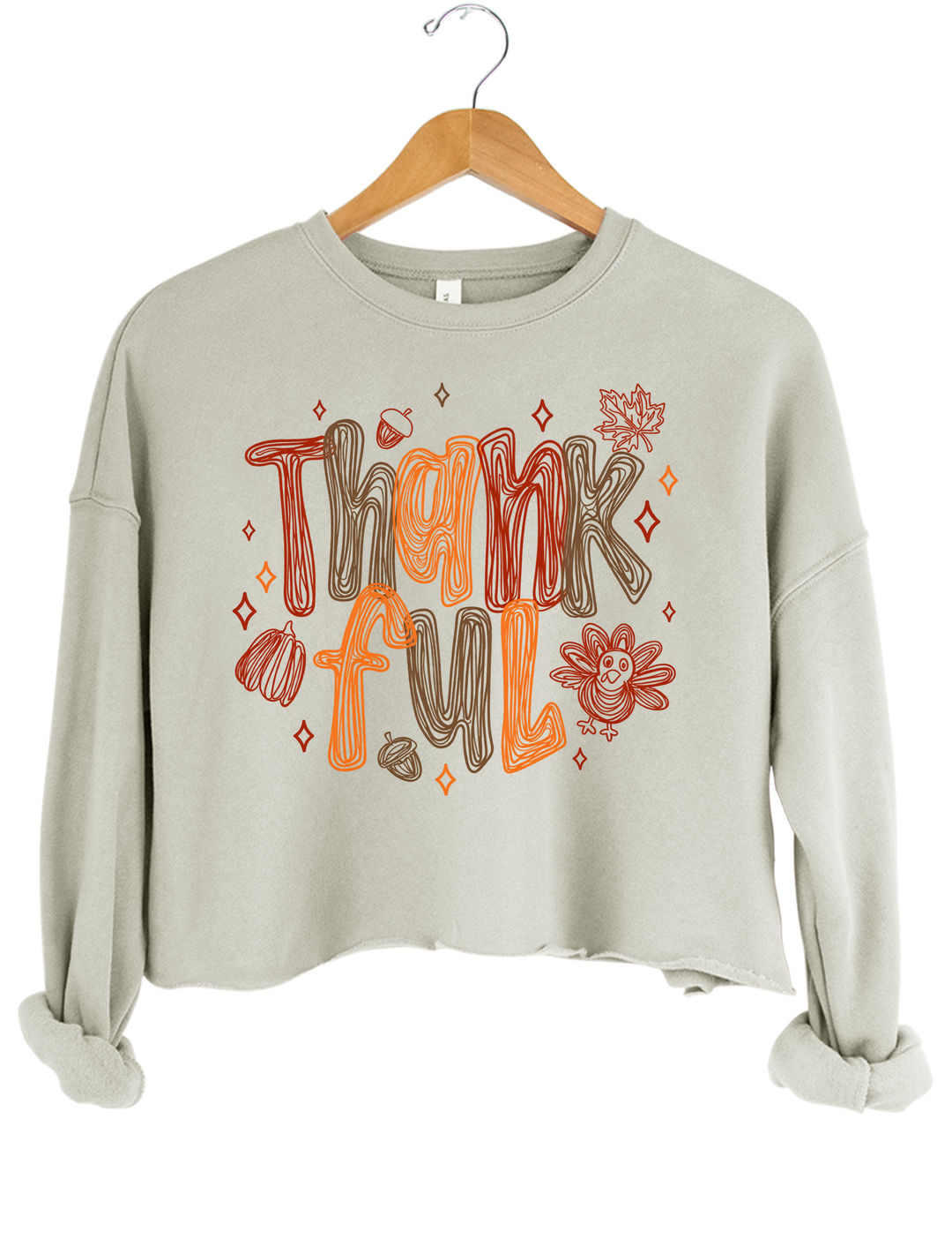 Thankful Crop Sweatshirt - Gray