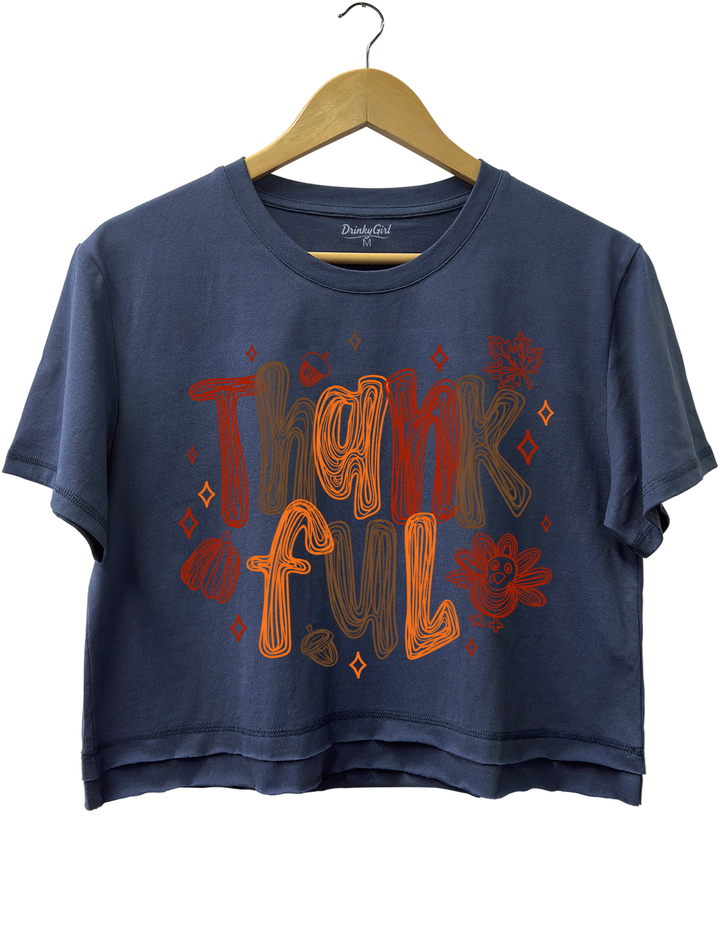 Thankful Crop Top - Navy Blue