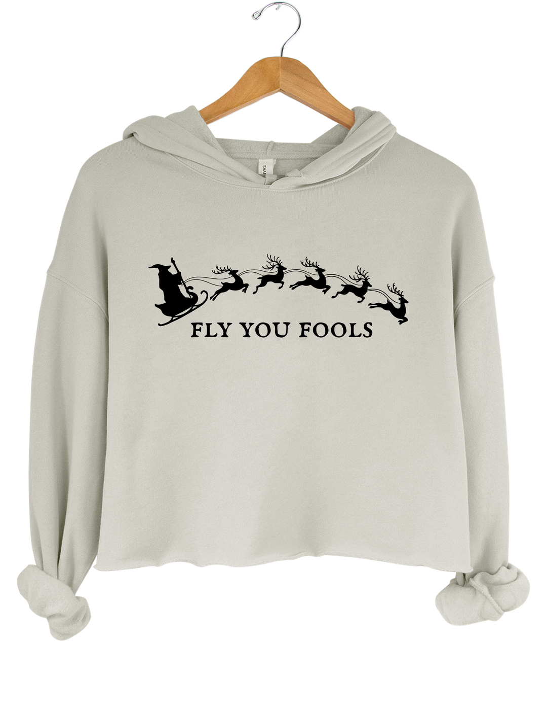 Fly You Fools Funny Christmas Crop Hoodie - Gray