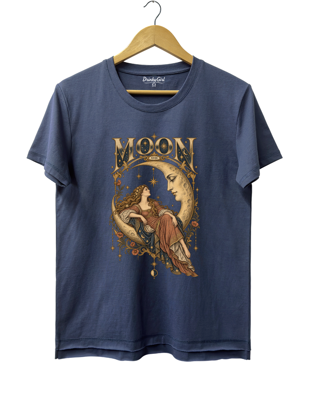 Celestial Moon Tarot Tee - Navy Blue