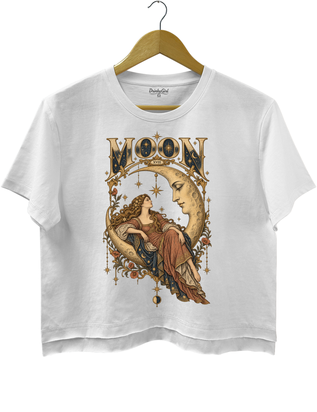 Celestial Moon Tarot Crop Top - White