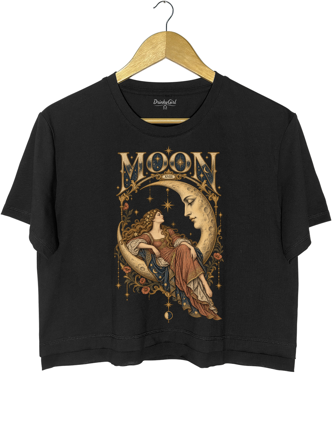 Celestial Moon Tarot Crop Top - Black