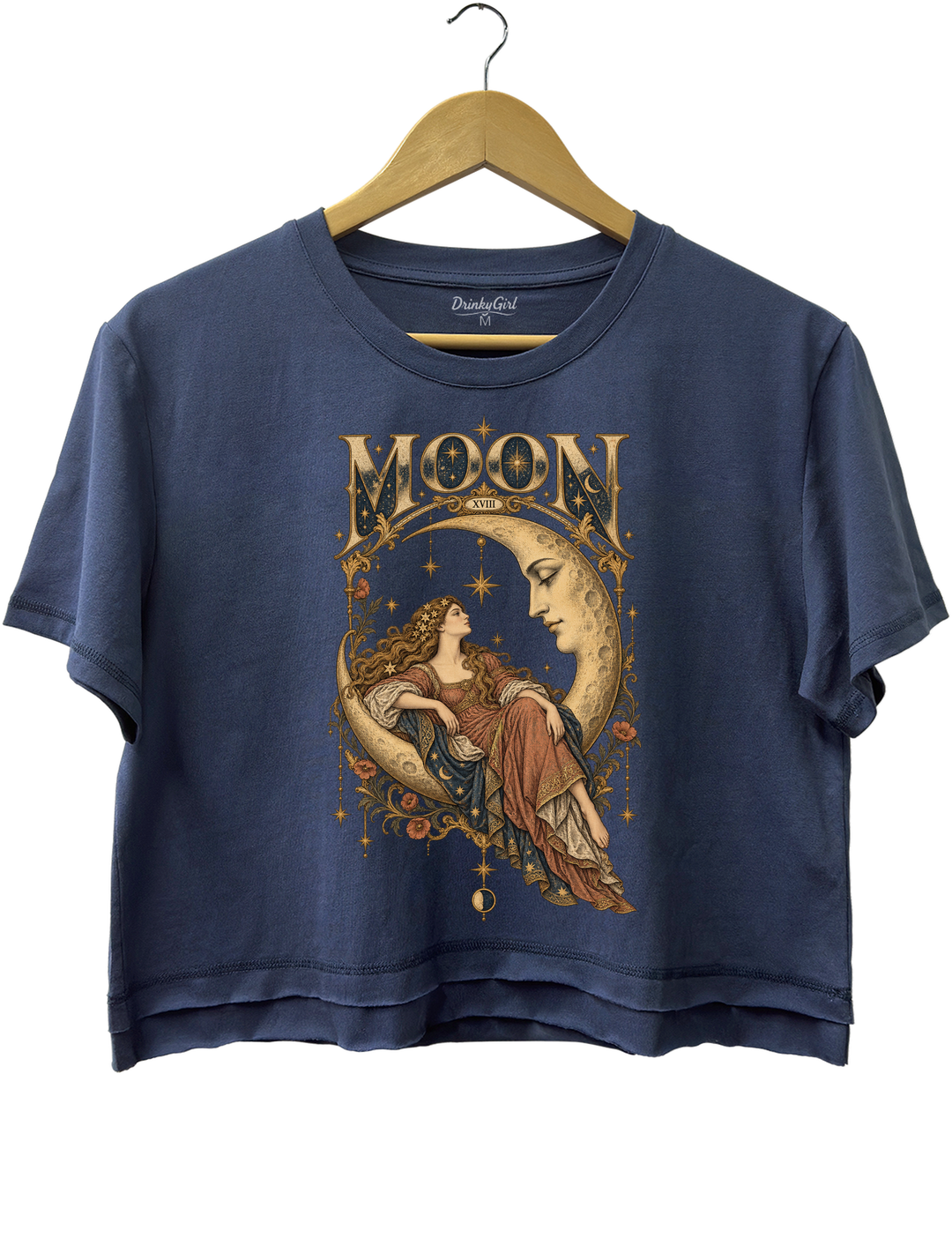 Celestial Moon Tarot Crop Top - Navy Blue