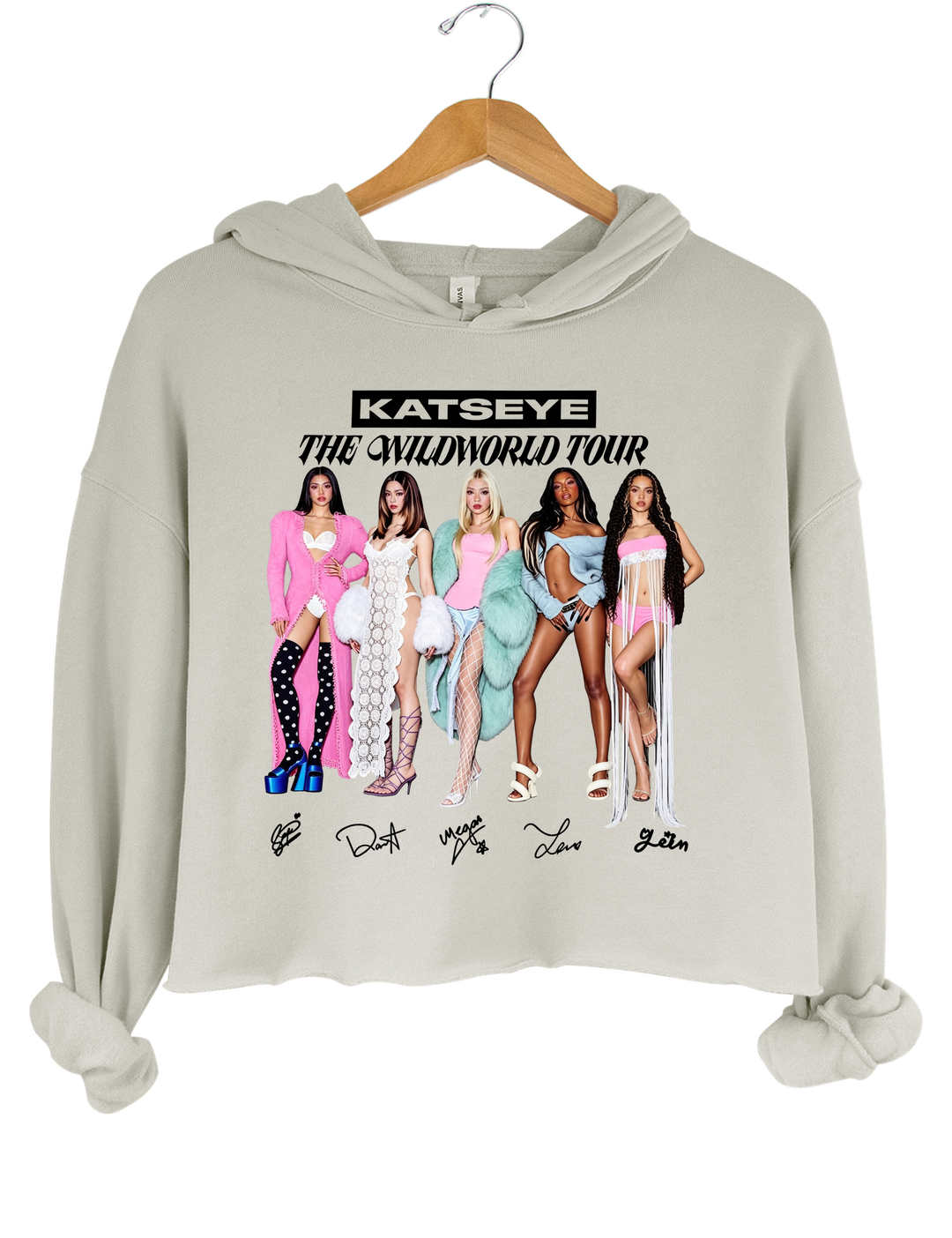 KATSEYE Girls 2026 World Tour Crop Hoodie - Gray