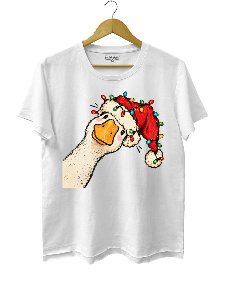 Funny Goose Christmas Tee - White