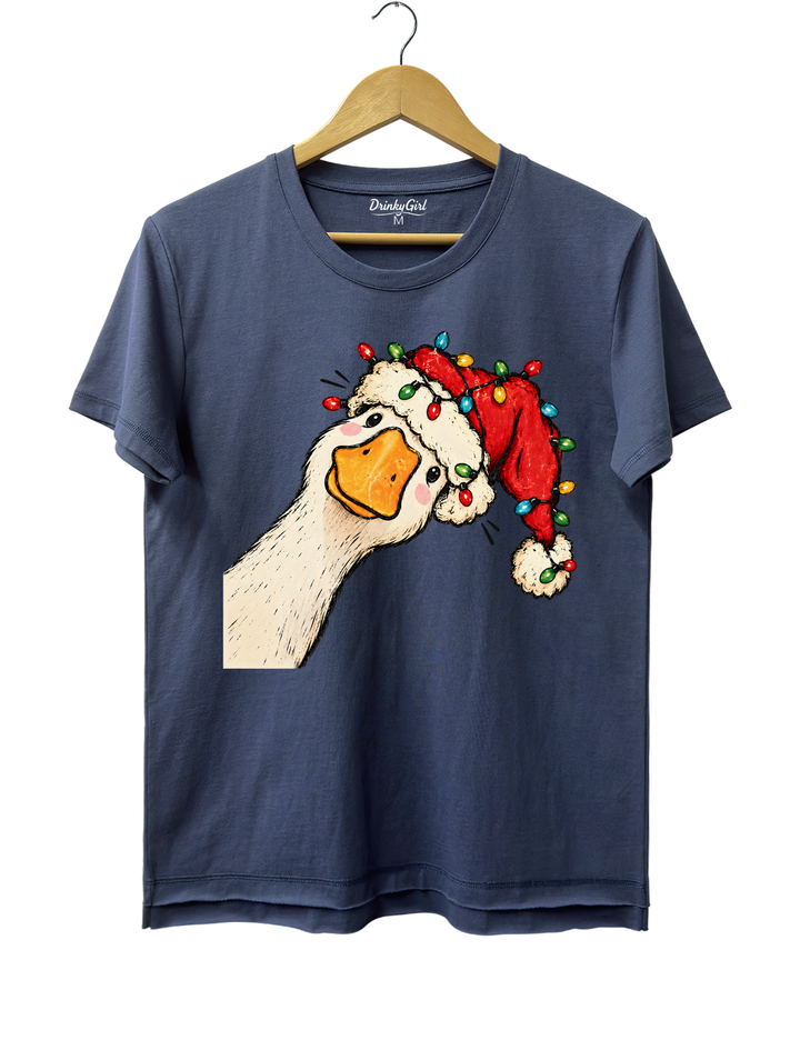 Funny Goose Christmas Tee - Navy Blue