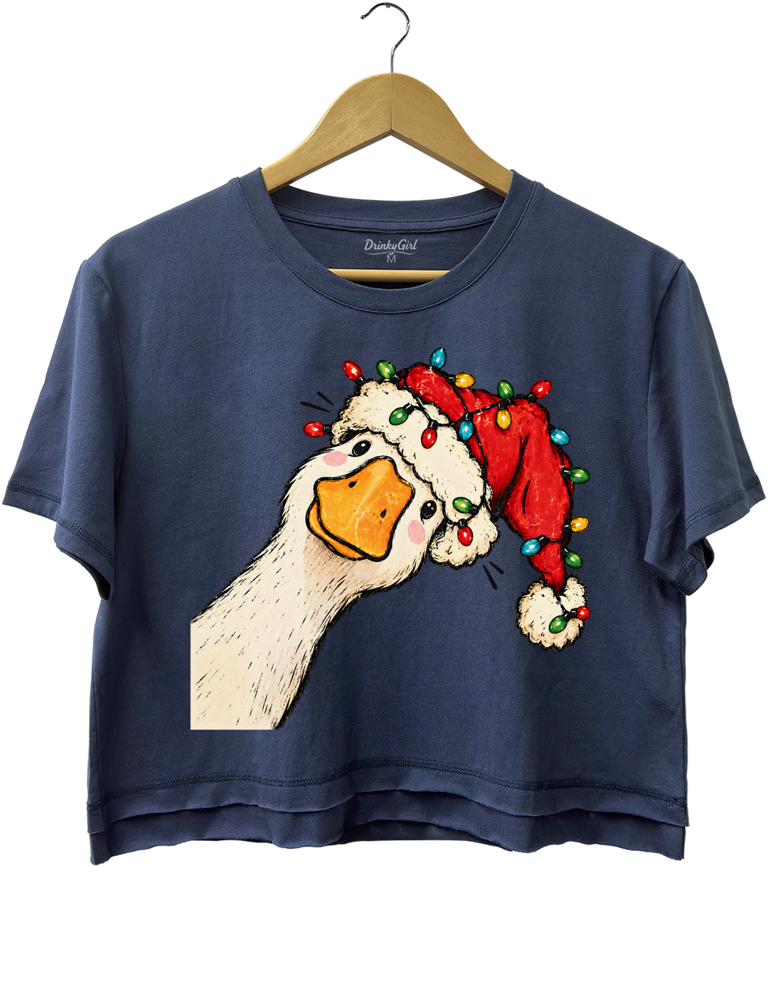 Funny Goose Christmas Crop Top - Navy Blue