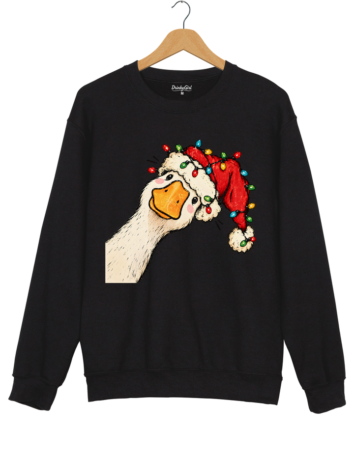 Funny Goose Christmas Sweatshirt - Black