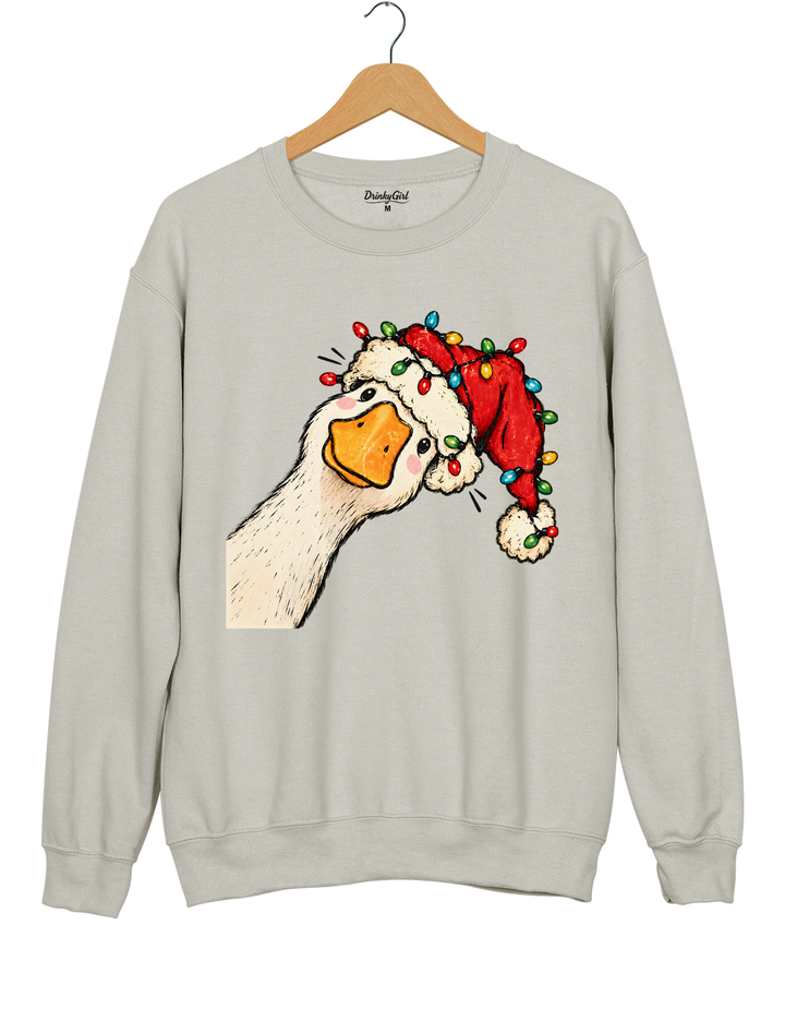 Funny Goose Christmas Sweatshirt - Gray