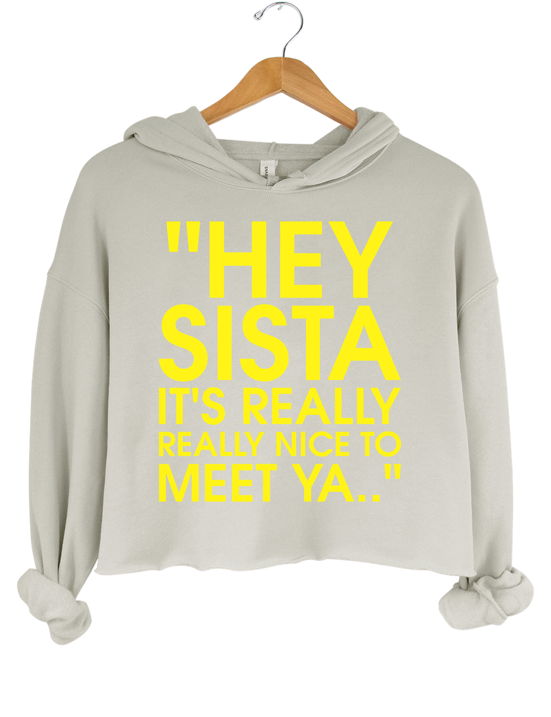 Hey Sista Graphic Crop Hoodie - Gray