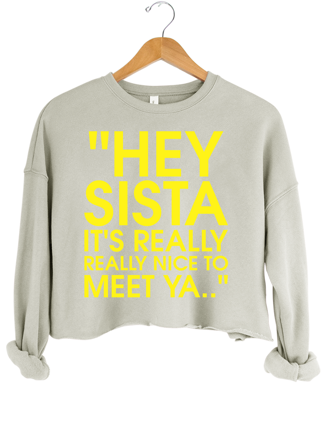 Hey Sista Graphic Crop Sweatshirt - Gray