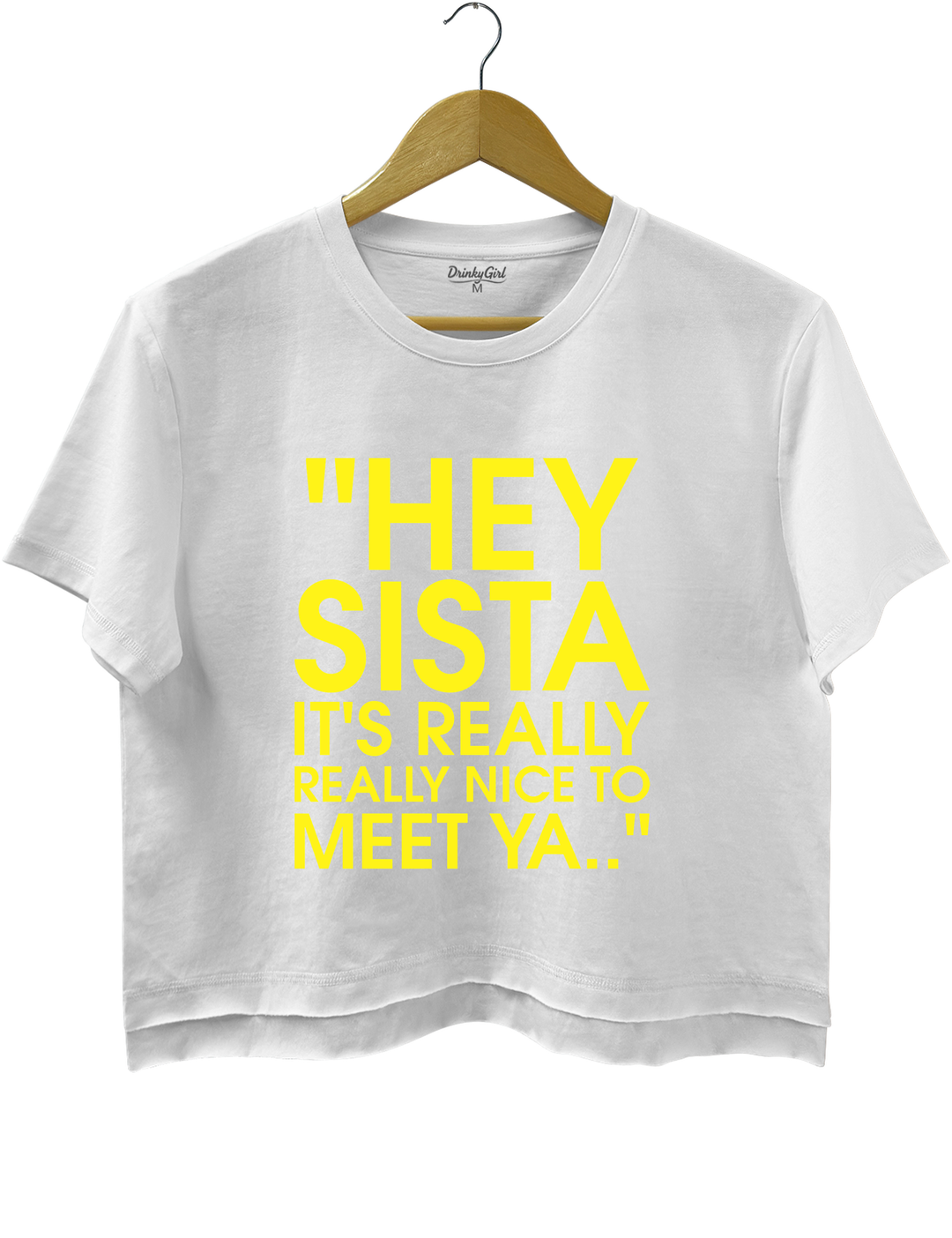 Hey Sista Graphic Crop Top - White