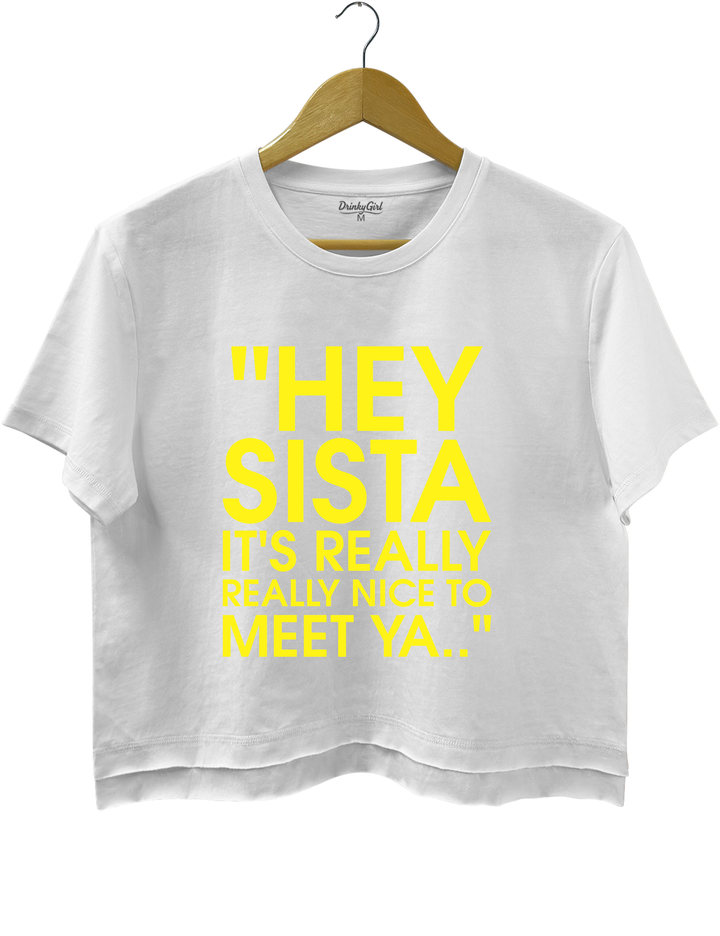 Hey Sista Graphic Crop Top - White