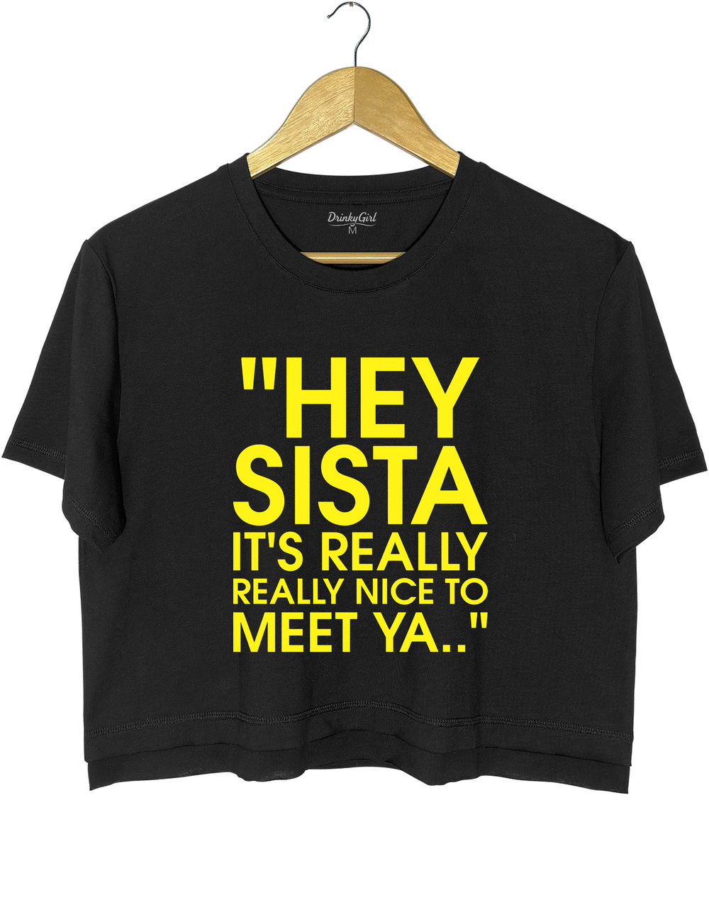 Hey Sista Graphic Crop Top - Black