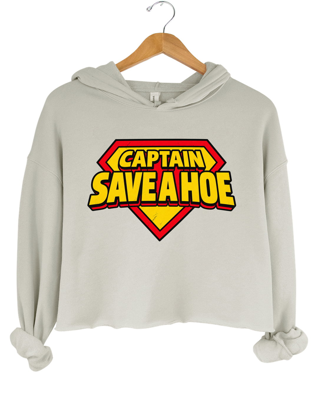 Captain Save A Hoe Crop Hoodie - Gray