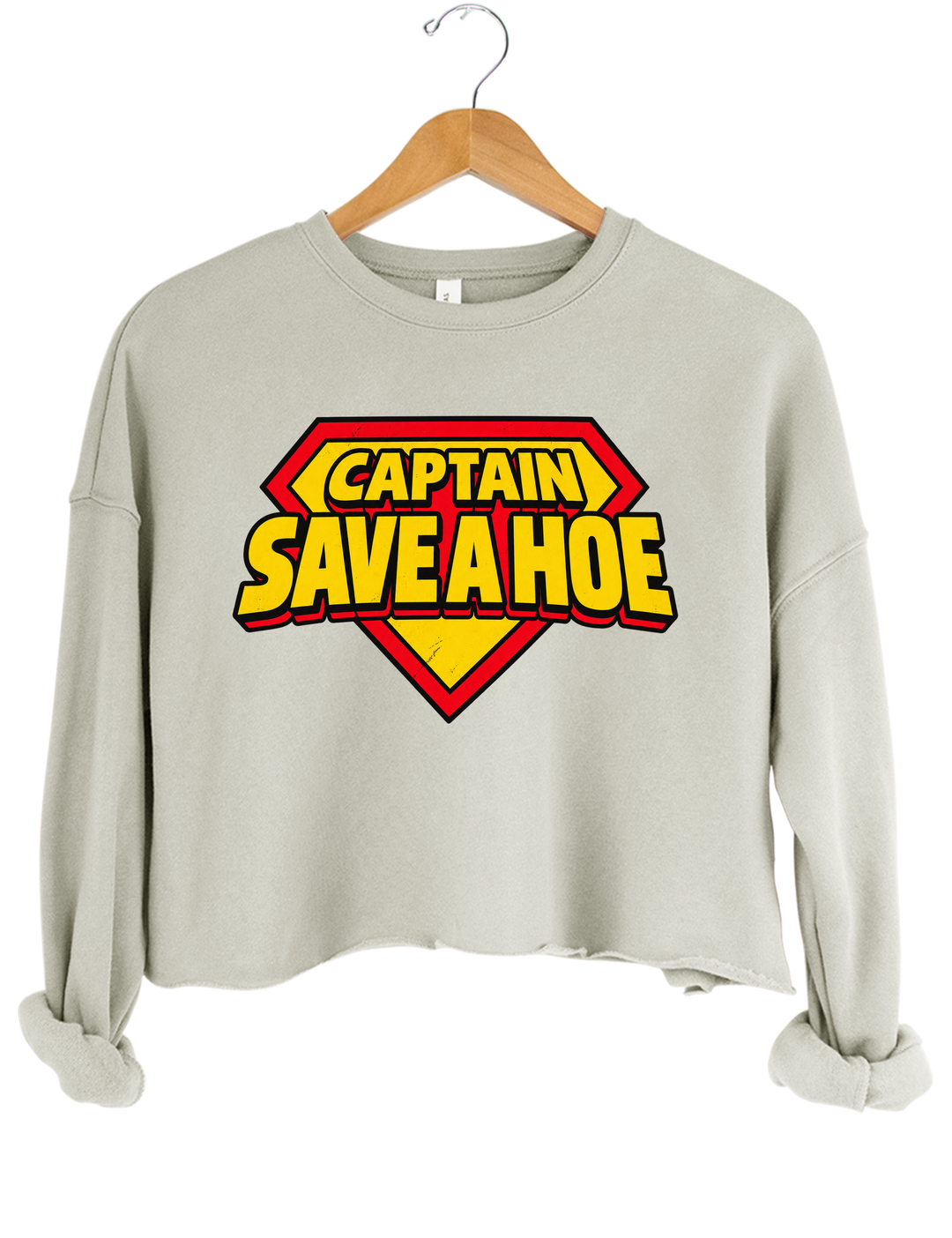 Captain Save A Hoe Crop Sweatshirt - Gray