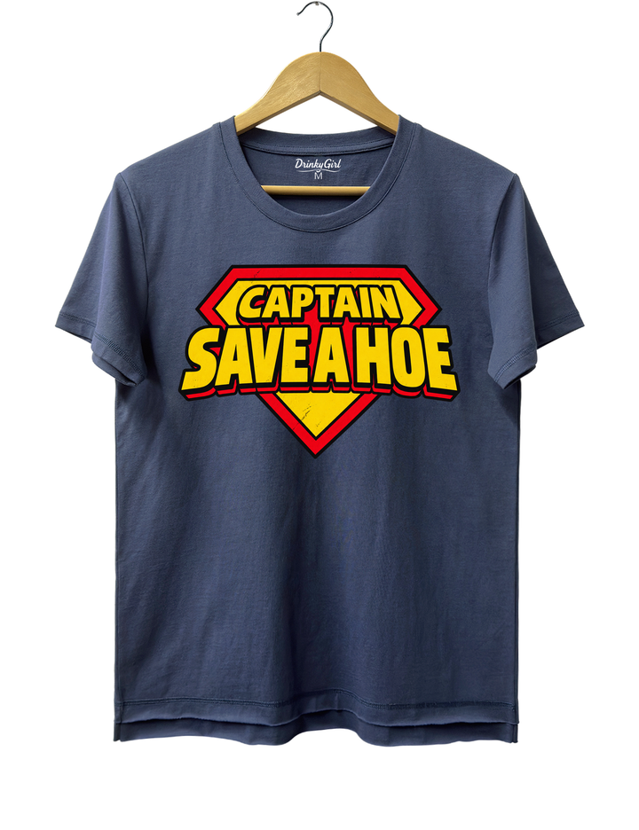 Captain Save A Hoe Tee - Navy Blue