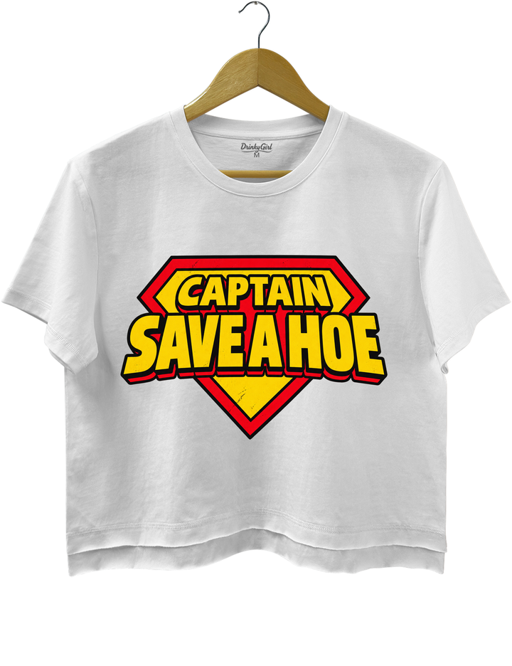 Captain Save A Hoe Crop Top - White