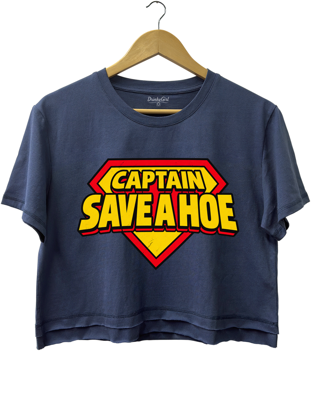 Captain Save A Hoe Crop Top - Navy Blue