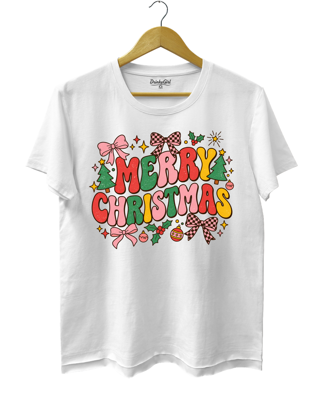 Retro Merry Christmas Tee - White