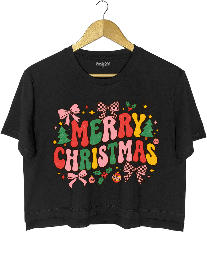 Retro Merry Christmas Crop Top