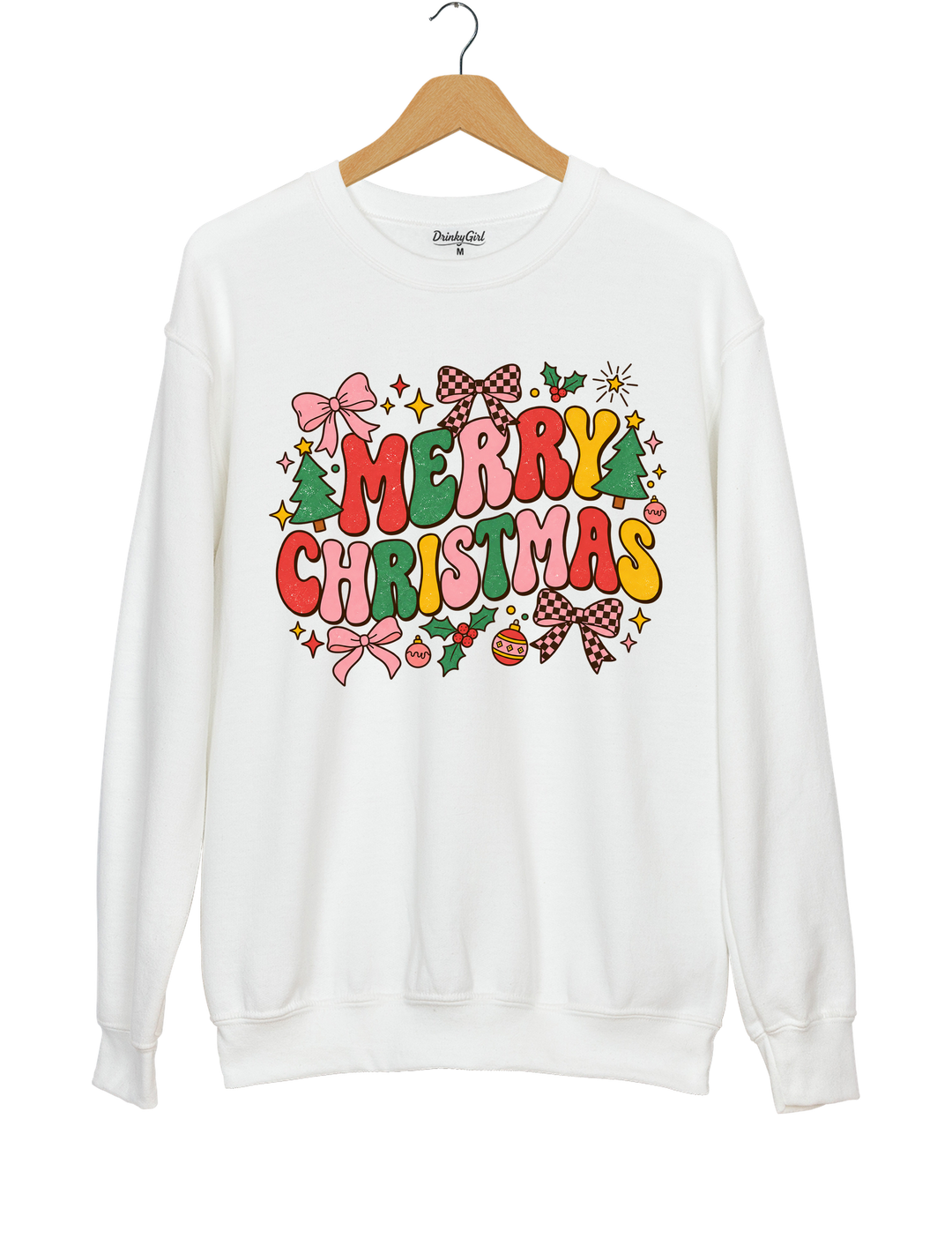 Retro Merry Christmas Sweatshirt - White