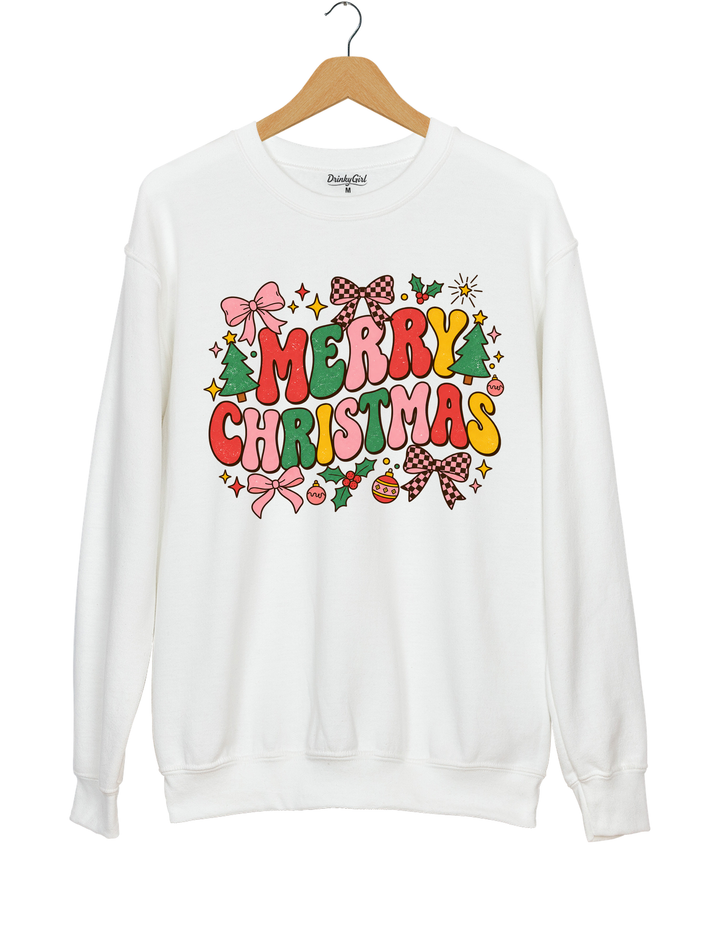 Retro Merry Christmas Sweatshirt - White