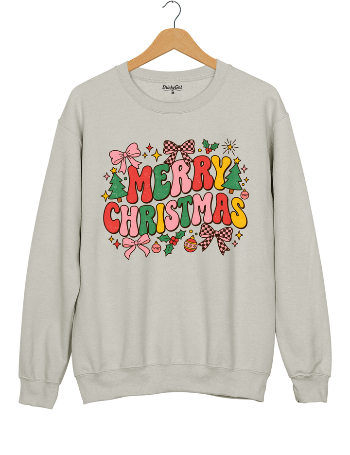 Retro Merry Christmas Sweatshirt - Gray