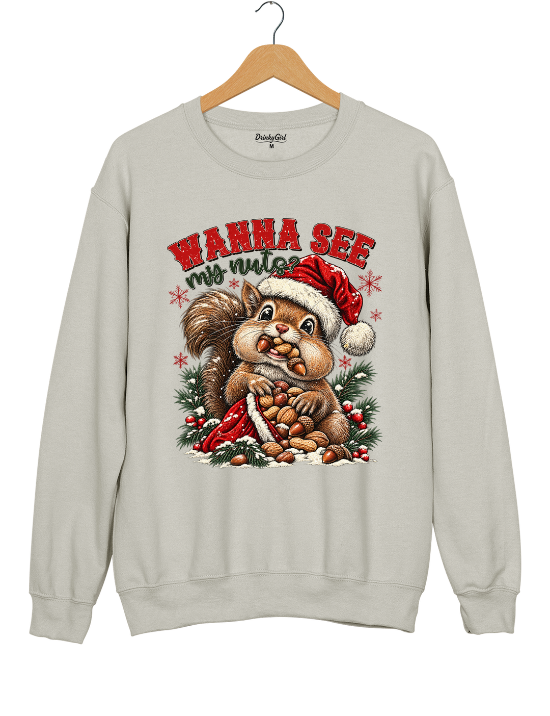Wanna See My Nuts Funny Christmas Sweatshirt - Gray